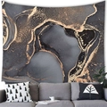 Detalle de tapiz de mármol negro y dorado con texturas fluidas y líneas de oro fino - 100cmx70cm / Tapiz de Textura de Mármol (6) / Textura Fluida Negro Gris Oro