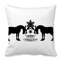 Housse de coussin blanche avec silhouette de renne noire et texte Merry Christmas - Texte Renne Noir Face à Face (16)