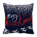 Merry Christmas throw pillow case with Santa Claus and reindeer on dark blue background - 18x18 Inch / Dark Blue Sleigh Santa Claus Style (40)