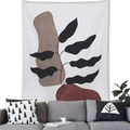 Close-up of botanical wall tapestry with abstract leaves and earthy geometric shapes - 100x70(Peach Skin) / Abstract Plant and Earth Tone (15)