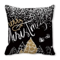 Detail of Christmas pillowcase featuring Merry Christmas script and festive snowman patterns - 18x18 Inch / Black Gold White Contrast Merry Christmas Style (37)