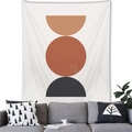 Minimalist Morandi geometric tapestry on a white wall above a modern grey sofa décor - Vertical Geometric Shapes Style