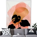 Detail of Nordic Morandi tapestry with black monstera leaf silhouettes and abstract pink shapes - 100x70(Peach Skin) / Black Monstera Silhouette with Pink Background (10)