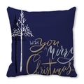 Detail of Christmas pillowcase with tree pattern and Merry Christmas greeting - 18x18 Inch / Dark Blue Modern Minimalist Merry Christmas Style (28)
