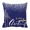 Detail of navy blue peach skin pillowcase with gold Christmas tree and Merry Christmas text - 18x18 Inch / Dark Blue Matte Merry Christmas Style (25)