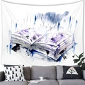 Watercolor magic book tapestry showing navy ink splash pattern above a gray sofa - 100x70(Short Plush) / Watercolor Ink (2)
