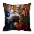 Merry Christmas peach skin pillow featuring classic Nativity religious oil painting art - Classical Art Virgin Mary and Jesus Style (24)