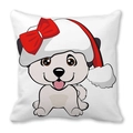 Weihnachts-Hundekissenbezug aus Pfirsichhaut-Stoff für festliche Heimsofa-Dekoration - 45x45 cm / Q-Stil Cartoon Hund Schleife Weihnachtsmütze Stil (14)