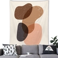 Nordic abstract geometric wall tapestry featuring Morandi earth tones over a modern sofa - Distressed Organic Circles Style
