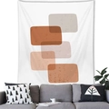 Detail of Nordic Morandi geometric tapestry showing soft texture on a white wall - Earth Tone Geometric Stacked (13)