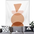 Close-up of Nordic geometric wall tapestry in warm Morandi tones on a living room wall - Morandi Warm Geometric (11)