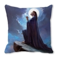 Merry Christmas peach skin pillow cover featuring artistic Jesus praying under full moon - Jesus Praying Under the Moon Style (20)