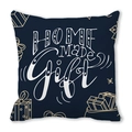 Merry Christmas square navy pillow case with white HOME MADE Gift lettering and gold snowflakes - 18x18 Inch / Dark Blue Home Made Gift Style (13)