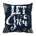Blue Christmas Let It Snow cushion cover with snowflake and pine tree patterns - 18x18 Inch / Dark Blue Let it Snow Style (18)