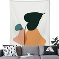 Nordic abstract tapestry with dark heart leaf and Morandi color blocks on white wall - 150x100(Peach Skin) / Heart Leaf and Block (2)