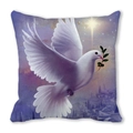 Christmas peace dove pillowcase in purple with olive branch and starry sky city pattern - Peace Dove Flying Over Ancient City Style (1) / 45x45cm Cushion Cover