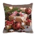 Merry Christmas peach skin pillow cover featuring gift boxes and pine cone decor - Gift Box and Pine Cone Mix (11)
