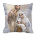 Merry Christmas square pillow cover featuring Holy Family religious art on peach skin fabric - Winter Holy Family Style (2) / 45x45cm Cushion Cover