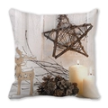 Christmas peach skin cushion cover with wooden reindeer and pine cones design - Wooden Deer and Candlelight (12)