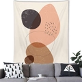 Modern Nordic tapestry with abstract geometric shapes in rust and brown earthy tones - Irregular Organic Blocks Style