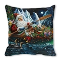 Christmas cushion cover featuring Santa rowing a boat with gifts and animals - Santa Rowing a Boat (10)