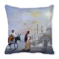 Religious Christmas pillow case showing Mary and Joseph's journey on peach skin fabric - Journey to Bethlehem Style (4) / 45x45cm Cushion Cover