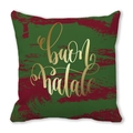 Weihnachtskissenbezug mit rot-grünem Pinselstrichdesign und goldenem Buon Natale Text - Rot-Grüner Kontrast Buon Natale Stil (3)