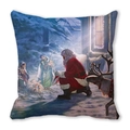 Christmas peach skin pillowcase featuring a religious oil painting of Santa and Baby Jesus - Nativity Scene (11)