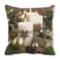 Square Christmas pillow with white candles, golden baubles, and festive ornaments - Golden Star Gift Box (15)