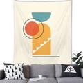 Nordic Morandi geometric wall tapestry with orange dots and teal arch patterns - Nordic Dots Arch (3)