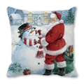 Christmas pillowcase with Santa and Snowman illustration on white background - 18x18 Inch / Santa and Snowman Interaction (17)