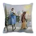 Religious Merry Christmas peach skin velvet pillowcase with Nativity oil painting scene - Flight into Egypt Style (6)