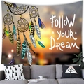 Dreamcatcher watercolor tapestry with Follow Your Dream quote over a cozy sofa decor - Follow Your Dream Sunset (11)