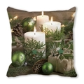 Merry Christmas peach skin pillowcase with candles, pine cones and festive ornaments - Green Christmas Ball Gift Box (16)