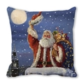 Square Christmas cushion cover with Santa on a snowy roof with Big Ben background - Santa on Roof with Big Ben (28) / 18x18 Inch