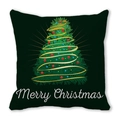 Detail of Christmas pillowcase with a decorated tree and Merry Christmas text - 45x45cm / Black Fabric Lush Christmas Tree (40)