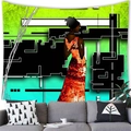Tapisserie murale abstraite femme africaine avec décor géométrique coloré moderne - Style Robe Longue de Profil (11) / 100x70(Peau de Pêche)