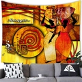 Detail of African woman silhouette tapestry hung over a grey sofa in a living room - 100X70 / African Woman Carrying Water Pot (Style 11)