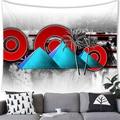Tapisserie murale abstraite avec pyramide bleue et soleil rouge dans un salon moderne - Style Pyramides Géométriques (8) / 100x70(Peau de Pêche)