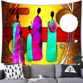Abstract African woman wall tapestry in vibrant colors for minimalist home decor - 100X70 / Five Slender Colorful Figures (Style 9)