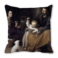 Square peach skin pillow case with classic Holy Family oil painting art print - Holy Family with Bird Painting Style (8)