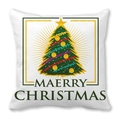 Detail of Christmas tree illustration and festive text on white peach skin pillowcase - 45x45cm / Christmas Tree With Misspelled Greeting (25)