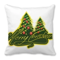 Detail of Christmas pillowcase with festive trees and Merry Christmas print - 45x45cm / Christmas Tree With Yellow Hand-Written Greeting (23)