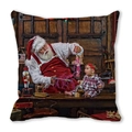 Square peach skin pillowcase featuring vintage Santa Claus oil painting print - Retro Indoor Interaction (24)