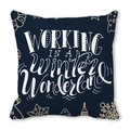 Navy blue Merry Christmas pillow cover with golden festive gingerbread and stars - 18x18 Inch / Navy Blue Winter Wonderland Style (9)