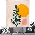 Nordic Morandi abstract plant wall tapestry with green leaves on beige fabric background - Style 13 (Abstract Foliage)