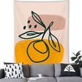 Bohemian Morandi tapestry with abstract orange and leaf patterns over a grey sofa - Style 11 (Abstract Orange Branches)