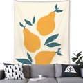 Detail of Nordic plant wall tapestry above a modern grey sofa with geometric pillows - Peach Skin / Style 6 (Ginger Pear) / 150x100