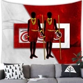 African tribal silhouette wall tapestry with red ethnic totem for home decor - Tribal Warriors Style (2) / 150x100(Peach Skin)