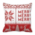 Red Christmas pillow cover with Merry text and reindeer patterns in knitted texture - Merry Knitted Texture (1)